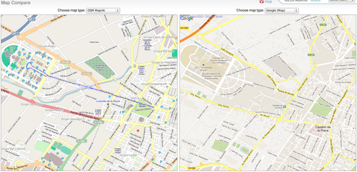 Comparativa entre OSM y Google Maps